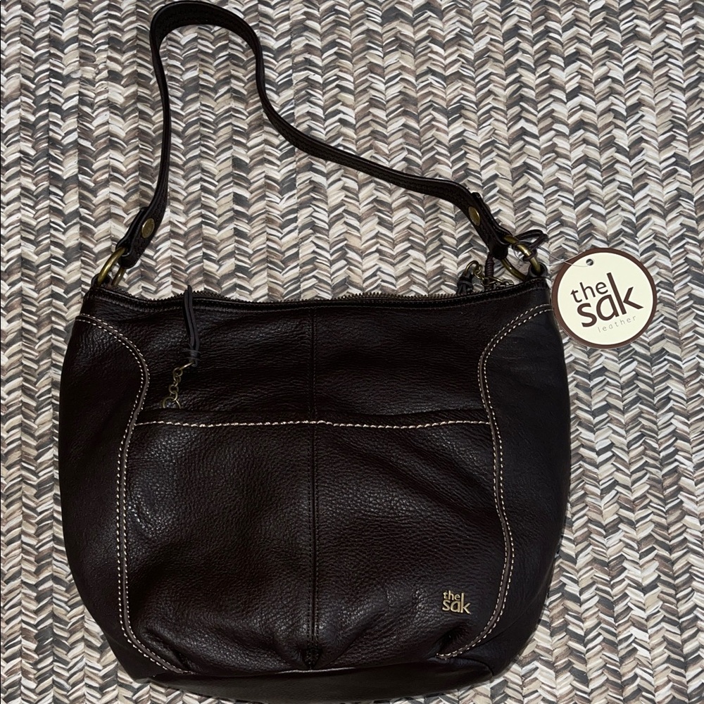 The Sak Dark Brown Leather Shoulder Bag NWT